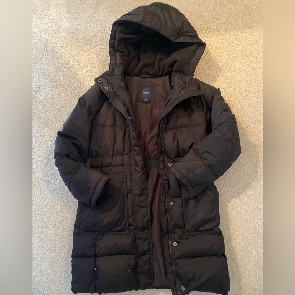 gap kids black long puffer jacket